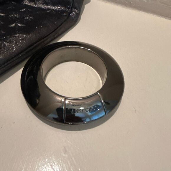 Jimmy Choo Star Embossed Hobo Shoulder Bag Gunmetal Leather Celestial Zodiac - Picture 9 of 13